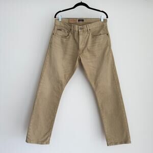 Polo Ralph Lauren Varick Jeans 32x30 Khaki Tan Slim‎ Straight Fit Stretch Denim